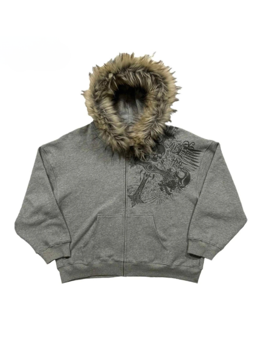 fur zip up